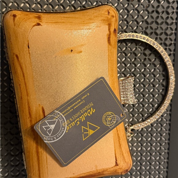 Elegant Gold Clutch with Rhinestone Handle - Picture 1 of 4